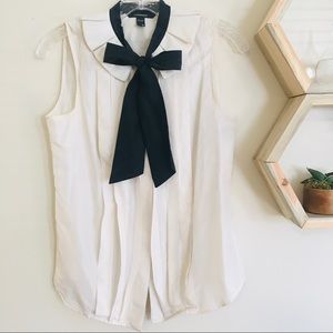 Club Mónaco sleeveless silk bow tie blouse